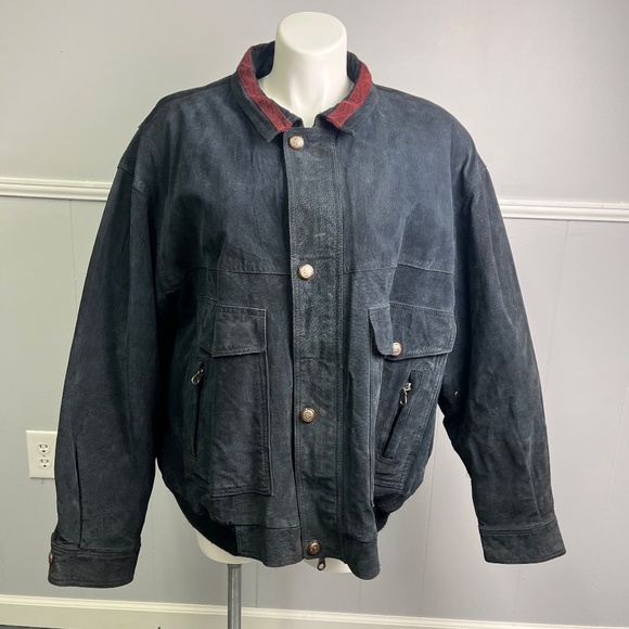 Vintage Global Identity G-III Suede Coat Blue and Burgundy Size 4X - Picture 6 of 16